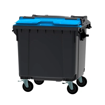 Afbeelding van Container 1100 liter split deksel grijs/blauw