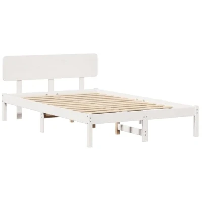 Afbeelding van vidaXL Bedframe met hoofdbord Wit 140x190 cm Massief grenenhout