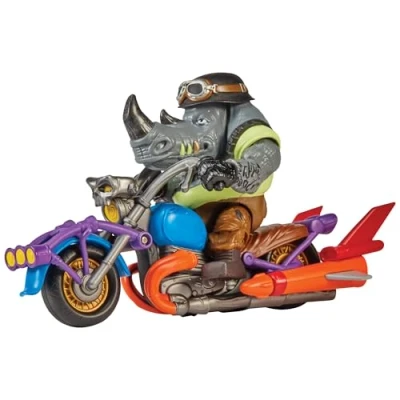 Afbeelding van Teenage Mutant Ninja Turtles: Mayhem Chopper Cycle met exclusieve Rocksteady Figuur. Ideaal cadeau voor jongens van 4 tot 7 jaar en TMNT fans!