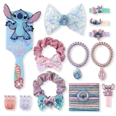 Afbeelding van Disney Lilo &amp; Stitch 24 delige Accessoires geschenkset Met borstel (kam), Strikjes, Elastiekjes Klemmetjes Haar Set Beauty