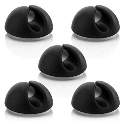 Afbeelding van deleyCON 5x Kabelklemmen Kabelhouder Kabelgeleiding Kabel Fixatie Kabelorganisator voor Kabels tot 8mm Kabelmontage Kabelbeheer Zwart