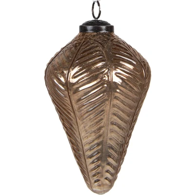 Afbeelding van Clayre &amp; Eef Kerstbal Ø 7 cm Goudkleurig Bruin Glas Kerstdecoratie