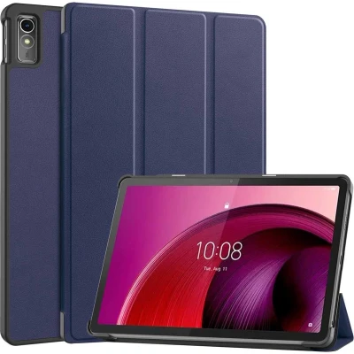 Afbeelding van Lenovo Tab M10 5G Hoes: iMoshion Trifold Bookcase Donkerblauw Kunstleder Tablet Hoezen