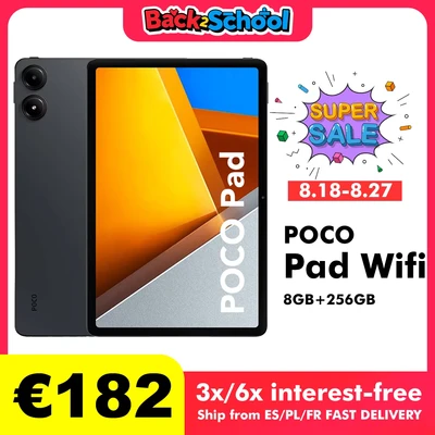 Afbeelding van Xiaomi Poco Pad WiFi versie, 31,8 cm (12,1 inch), Octa Core, Global ROM, 10.000 mAh, Bluetooth 5.3, 8 MP, dubbele camera + (33 W dual USB, Fast Auto Combo) (Gray Version Global, 256 GB GB)
