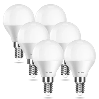 Afbeelding van Lepro E14 ledlamp, verpakking van 6, 4,9 W, 470 lumen gloeilamp, komt overeen met 40 W 2700 Kelvin warm wit, P45 stralingshoek 180 graden, spaarlamp