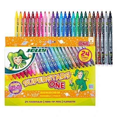 Afbeelding van Jolly Superstar One viltstiften hoogwaardige viltstift uitwasbaar 24 stuks in kartonnen etui