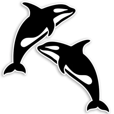 Afbeelding van 2 x 10 cm Killer Walvis Orca Vinyl Stickers Walvissen Laptop Sticker # 34077 (10 hoog)
