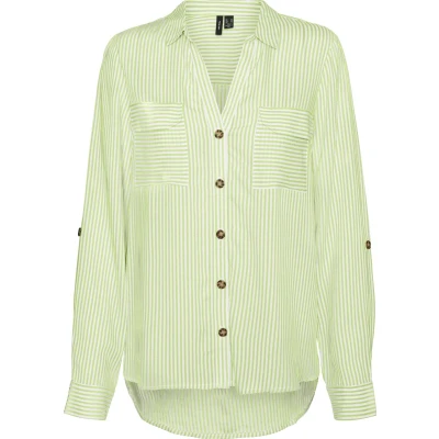 Afbeelding van Vero Moda Blouse Vmbumpy L/s Shirt New Wvn Ga Noos 10275283 Shadow Lime/snow White Dames Maat XS
