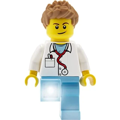 Afbeelding van LEGO Iconic Male Doctor Flashlight LED zaklamp op batterijen (7,62 x 4,14 13,97 cm) timer voor automatische uitschakeling inbegrepen