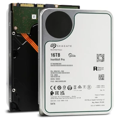 Afbeelding van Seagate IronWolf Pro ST16000NE000 interrne NAS Festplatte 16TB HDD, 3.5 Zoll, 7200 U/Min, CMR, 256 MB Cache, SATA 6GB/S, (Refurbished)