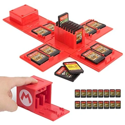 Afbeelding van doepeBAE Opbergkoffer voor games, compatibel met Nintendo Switch Video Game Card Holde Beschermend Opbergsysteem Organizer Travel Container Box Hard Shell 16 Slots (Mario