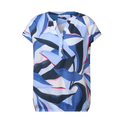Afbeelding van Cecil Gemustertes Tshirt print, Dames, Maat: XL, Blau