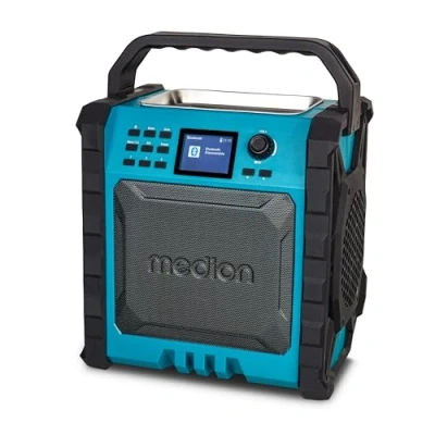 Afbeelding van MEDION P66896 bouwplaatsradio (DAB Plus, DAB+/UKW, geïntegreerde oplaadbare batterij, kleurenscherm, Bluetooth, powerbankfunctie, IP54, robuust, twee passieve radiatoren)