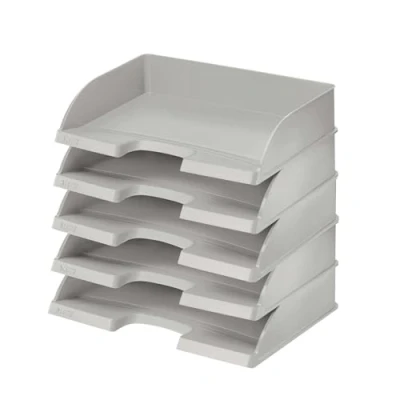 Afbeelding van Leitz Plus 52180085 Brievenbak, horizontaal formaat, 5 stuks, grijs