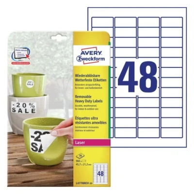 Afbeelding van Etiket Avery L4778REV 45.7x21.2mm wit 960stuks