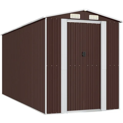 Afbeelding van vidaXL Tuinschuur 192x440x223 cm gegalvaniseerd staal donkerbruin