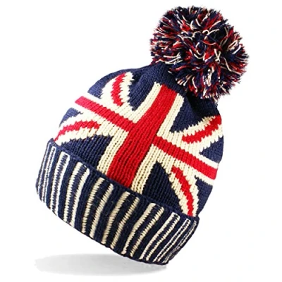 Afbeelding van UNISEX Union JACK VLAG BOBBLE BEANIE HOED, Jack, One size