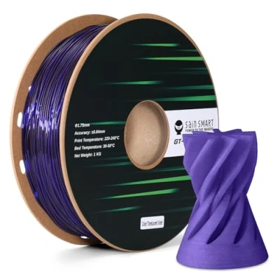 Afbeelding van SainSmart TPU filament 1,75 mm, GT 3 transparant violet, flexibel 3D printerfilament voor hoge snelheid 500 mm/s, uv bestendig, spoel van 1 kg