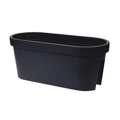 Afbeelding van Spetebo Balkonleuning, bloempot, antraciet, 60 x 28 cm, plantenpot, bloembak, relingpot, ovaal