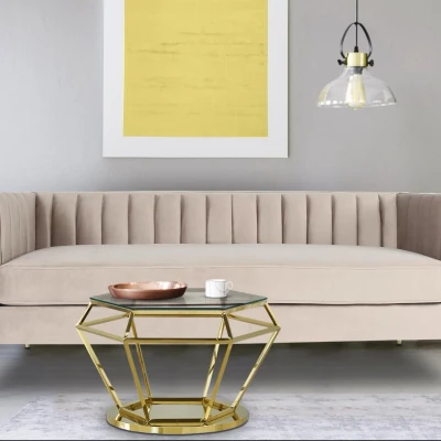 Afbeelding van Aston salontafel in helder glas en gouden voet Menzzo