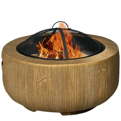 Afbeelding van Outsunny Feuerstelle Metall, Magnesium Oxid 61,5L x 61,5B 39H cm Braun