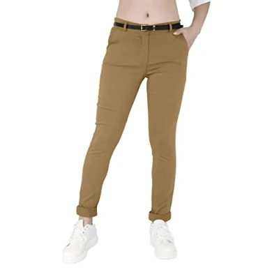 Afbeelding van JOPHY &amp; CO. Elastische chinobroek voor dames met riem (code 3008), Kameel, M