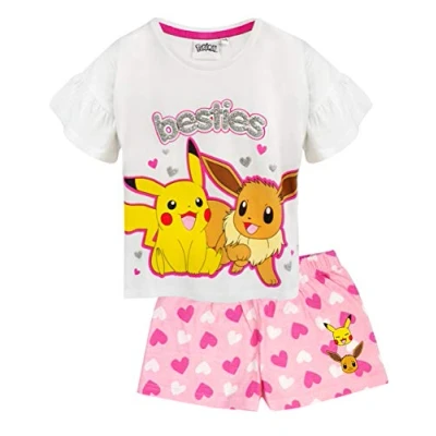 Afbeelding van Pokemon Pyjama Pikachu &amp; Eevee Franje Mouw Lange OF Korte Pijpen Meisjes PJs 9 10 jaar