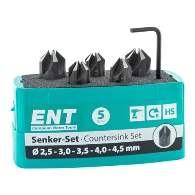 Afbeelding van ENT 26518 5 Delige Verzinkboorset HSS, Diameter (d) 2,5 4 en 4,5 mm, E 90 , rechts