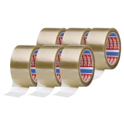 Afbeelding van Tesa PP 4195 Pakketband in verpakking van 6 stuks Silent Tape voor het verpakken pakketten en dozen transparant rollen á 66 m x 50 mm