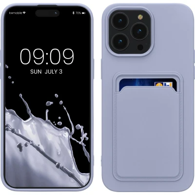 Afbeelding van kwmobile telefoonhoesje geschikt voor Apple iPhone 14 Pro Max Hoesje met pasjeshouder TPU case in lavendel
