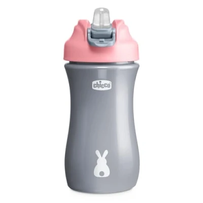 Afbeelding van Chicco Pop up cup, lekvrij glas voor kinderen, praktisch openen, siliconen schenktuit, luchtdichte sluiting, gemakkelijk te dragen, kinderen van 2 jaar, inhoud 350 ml, roze