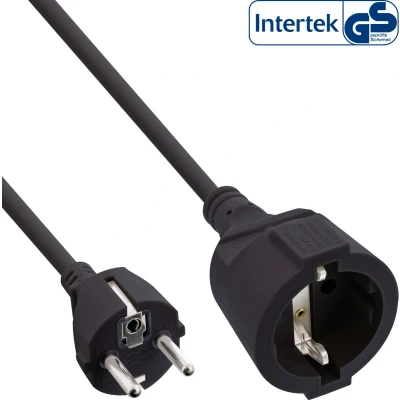 Afbeelding van InLine, Verlengkabels, Power verlenging aardingscontactstekker / stopcontact, zwart, 15m (15 m, CEE 7/7)