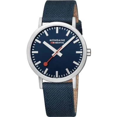 Afbeelding van Mondaine M660.30360.40SBD Horloge Textiel Blauw 40mm