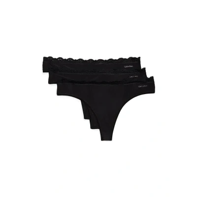 Afbeelding van Calvin Klein Underwear Thong 3 PACK String, Dames, Maat: Large, Black