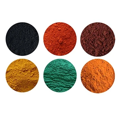 Afbeelding van Cosmetics Grade, Ijzeroxide Poeder 6 Pack, Beton Pigment, Mortel, Zwart Ijzeroxide, Geel Rood Groen Oranje en Bruin 25g van elke kleur