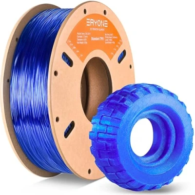 Afbeelding van ERYONE TPU filament 1,75 mm, 3D printerfilament, 0,5 kg, 1 spoel, 0,05 transparant blauw