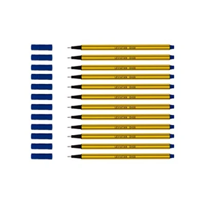 Afbeelding van LEVIATAN D400 Fineliner Blauw 12 stuks Fijnlijnstift Kleurrijk Geschikt voor Dagelijks Gebruik, Schrijf en Schoolbenodigdheden Lijnbreedte Ca. 0,4 mm Fijnlijnviltstiften