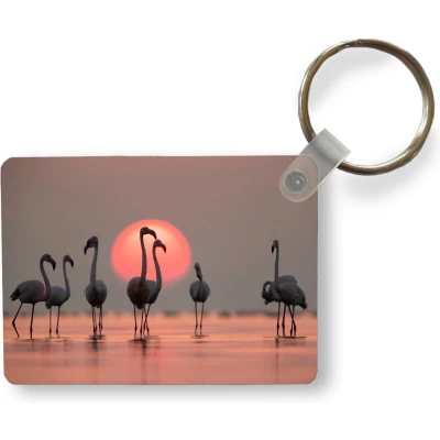 Afbeelding van Sleutelhanger Vogel Flamingo Zonsondergang Roze Uitdeelcadeautjes Plastic