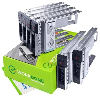 Afbeelding van WORKDONE 6 Pack 3,5&quot; Harde Schijf Caddy met 2,5&quot; HDD Adapter Compatibel de Dell PowerEdge geselecteerde 14e 15 gen. servers Handleiding Stickerlabels Schroevendraaier schroeven