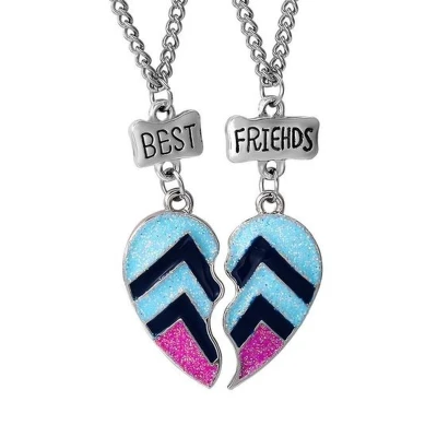 Afbeelding van Kasey Vriendschapsketting BFF ketting voor 2 Gekleurd Hart Met Glitters