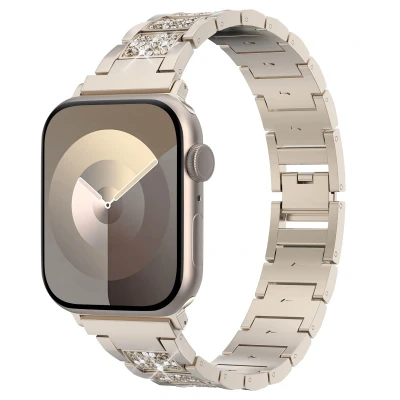 Afbeelding van Apple Watch bandje Sparkle Schakelbandje Staal Goud Geschikt voor Series1/2/3/4/5/6/7/8/9/10/SE (38/40/41 mm) Series 10 (42