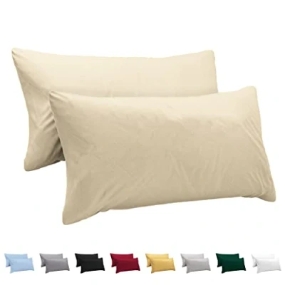 Afbeelding van Twinzen Kussensloop, 40 x 80 cm (x2), 100% Katoen Jersey (150 g/m²), Beige Met Ritssluiting Kussensloop Kussenhoes, Oeko Tex Gecertificeerd, Zacht en Ademend