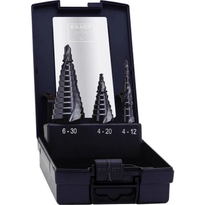 Afbeelding van Exact 50071 HSS Getrapteboorset 3 delig 4 12 mm, 20 6 30 mm TiAIN vlakken schacht 1 set(s)
