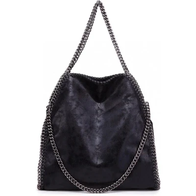 Afbeelding van Miss Lulu Schoudertas met Ketting Dames Handtas Zwart (S1760 BK)