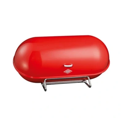 Afbeelding van WESCO Broodtrommel Breadboy met klappervrij zwenkdeksel in de kleur rood, gepoedercoat plaatstaal, ventilatiegaten en stabiele handgreep