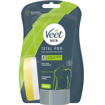 Afbeelding van Veet Mannen douche ontharingscrème voor bovenlichaam en benen mannen, de normale huid 150 ml incl. spons