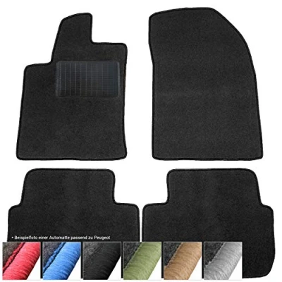 Afbeelding van moto MOLTICO Vloermatten auto velours autotapijten zwart automatten set 4 delig geschikt voor Peugeot 206 CC 1998 2009 (zwart siernaden)