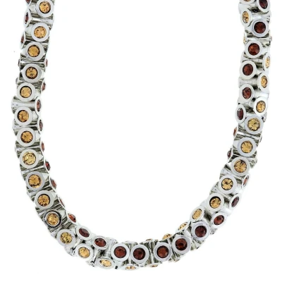 Afbeelding van Behave Klassieke tonnetjes ketting zilverkleur met kristal bruin