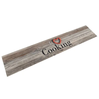 Afbeelding van vidaXL Keukenmat wasbaar cooking print 60x300 cm fluweel grijs