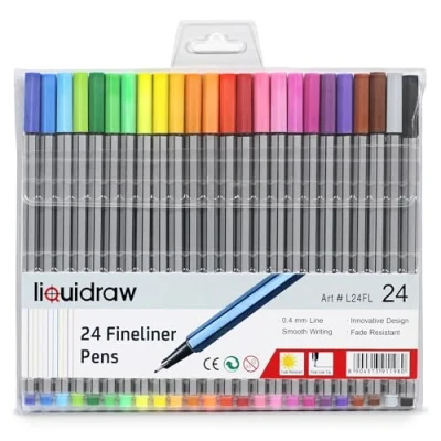 Afbeelding van Liquidraw 24 Fineliner Kleurpennen Set Fine Point Pennen 0.4mm Diverse kleuren, Fineliners gekleurde pennen, L24FL